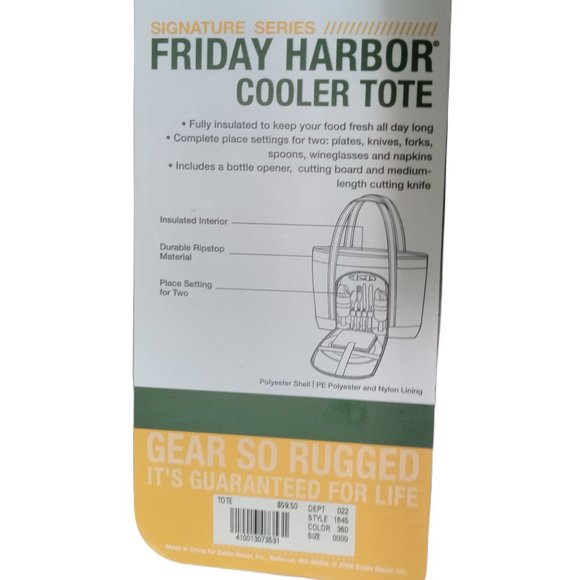 Eddie Bauer Friday Tote Insulated Picnic Bag with Plates & utensils NEW - Picture 4 of 5